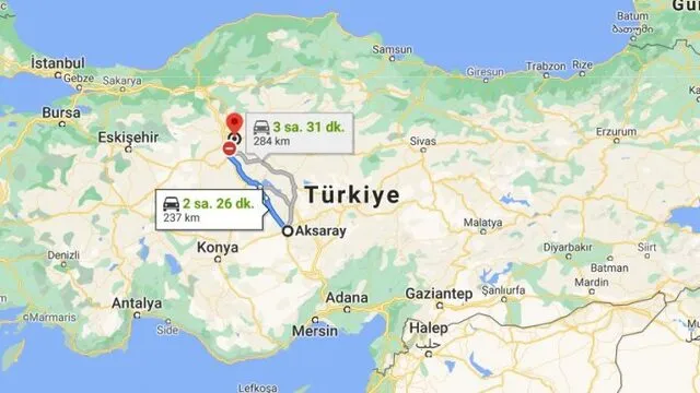 Ankara Aksaray arası kaç km? 