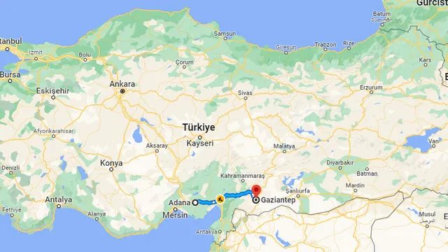 Adana Gaziantep arası kaç km?