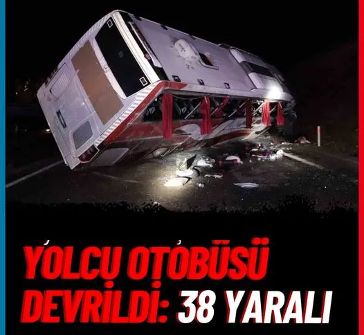 Yolcu otobüsü  devrildi: Çok sayıda yaralı var