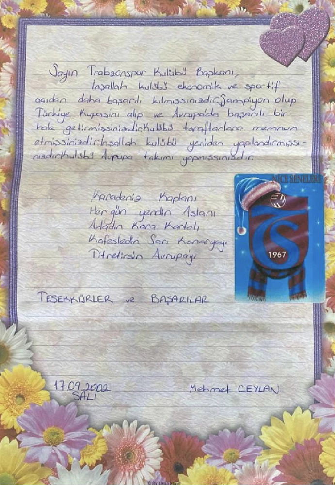 Trabzonspor taraftarının 21 yıl önce yazdığı mektup, bordo-mavili kulübe teslim edildi