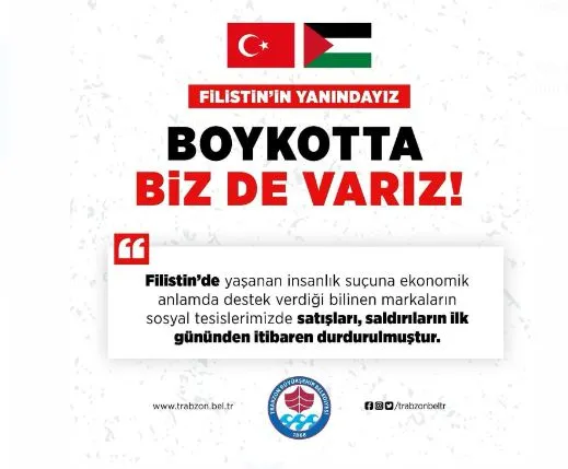 Trabzon Büyükşehir Belediyesi, Filistinli Kardeşlerin Yanında Duruyor