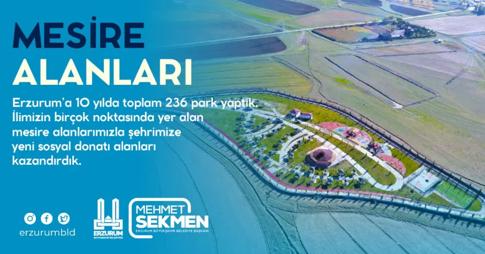 Erzurum Büyükşehir Belediyesi, 10 Yılda 236 Yeni Park ve Mesire Alanı İnşa Etti