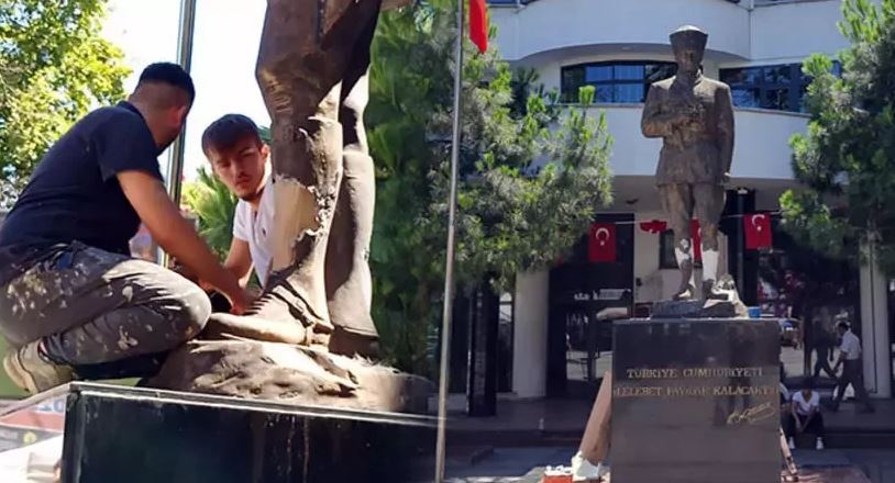 Trabzon’un Akçaabat ilçesinde Atatürk heykeline yapılan saldırıya tepkiler çığ gibi büyüyor