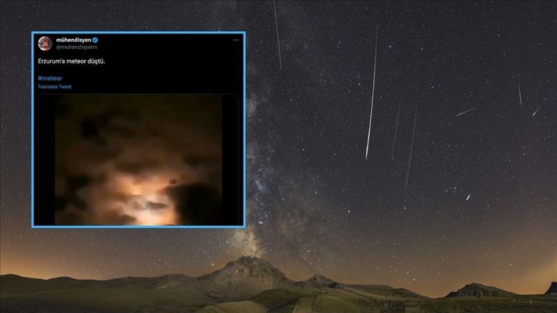 Düşen meteor görüntüsünün Erzurum