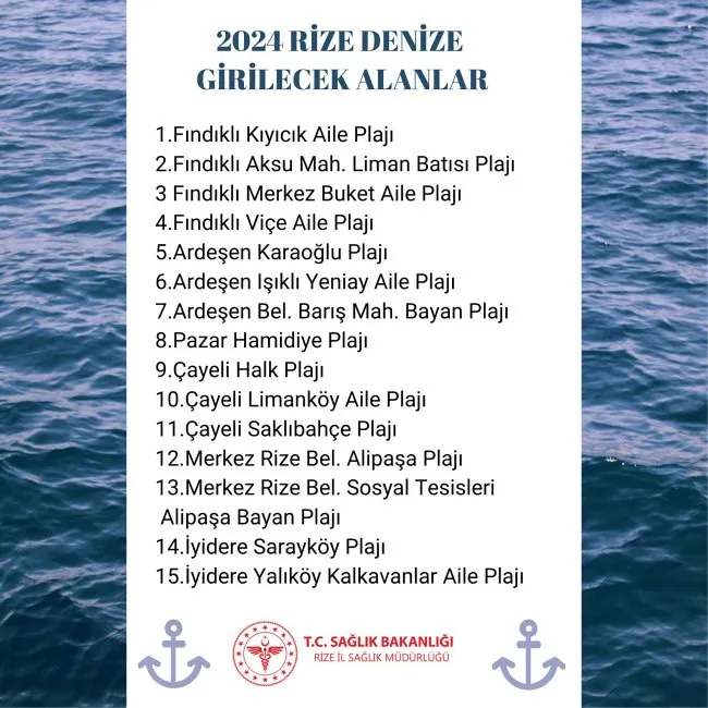 Rize’de denize girilebilecek alanlar belirlendi