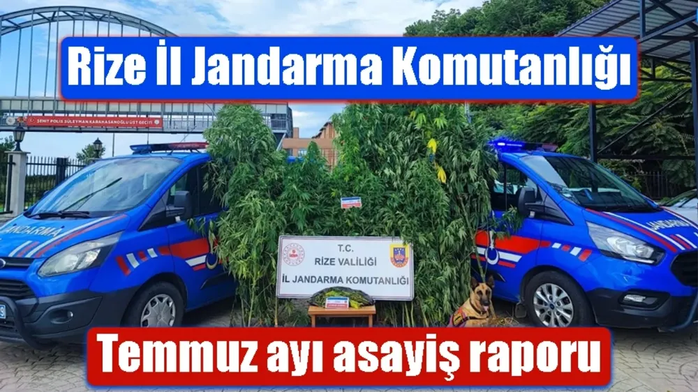 Rize İl Jandarma Komutanlığı Temmuz ayı asayiş raporu