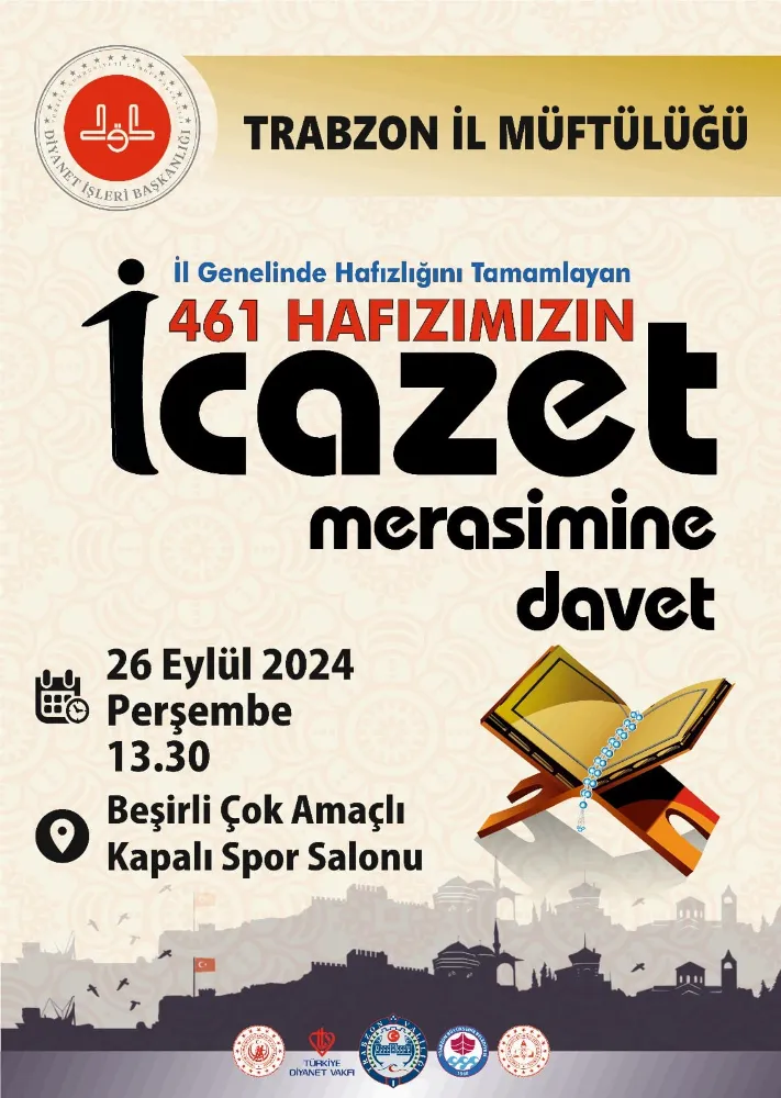 461 Hafızımızın Katılımıyla İl Geneli Toplu Hafızlık İcazet Merasimi Düzenlenecek