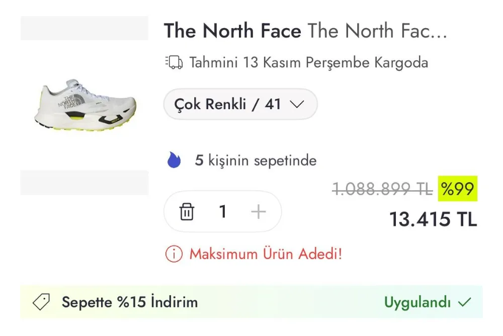 Ayakkabının fiyatını 1 milyon 88 bin lira gösterip 13 bin liraya düşürdüler