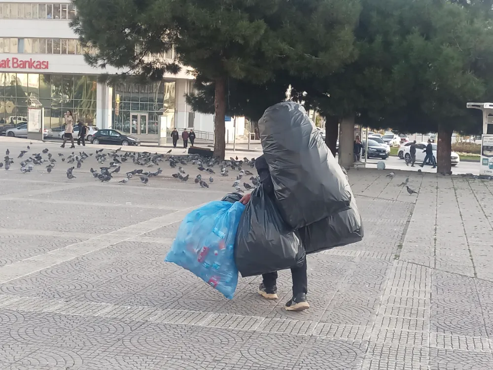 Hayatın yükünü sırtında taşıyor