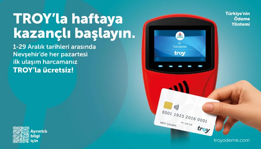 Nevşehir’de TROY Kart Sahiplerine Pazartesi Günleri Ücretsiz Ulaşım