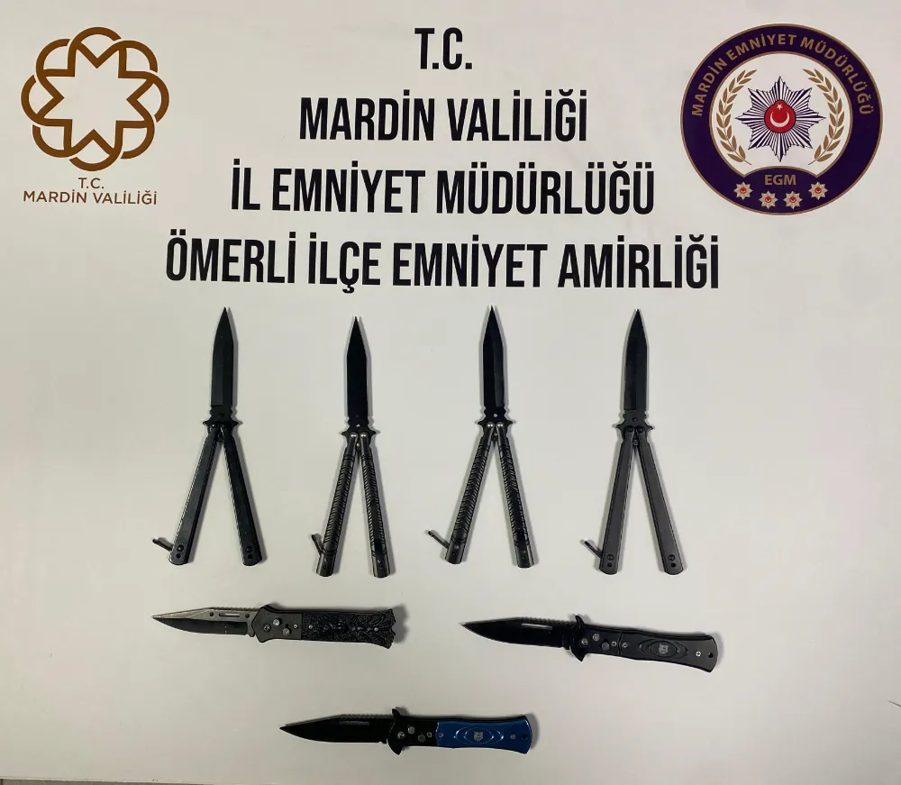 Mardin’de seyyar satıcıda kelebek ve sustalı bıçak yakalandı