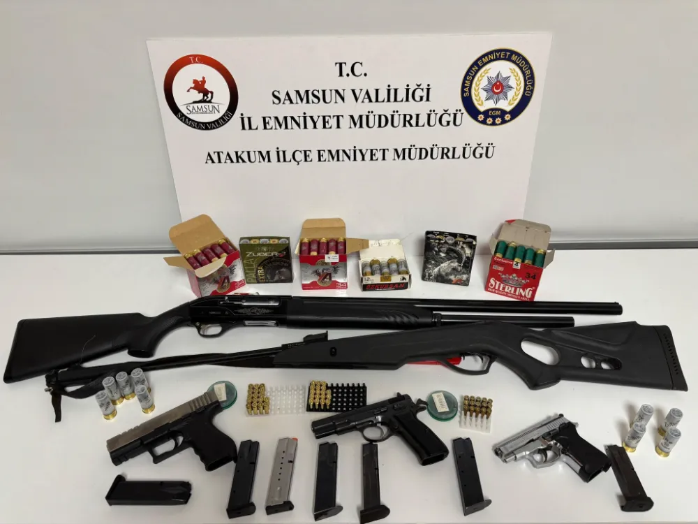 Samsun Atakum’da ruhsatsız silah ve mühimmat ele geçirildi