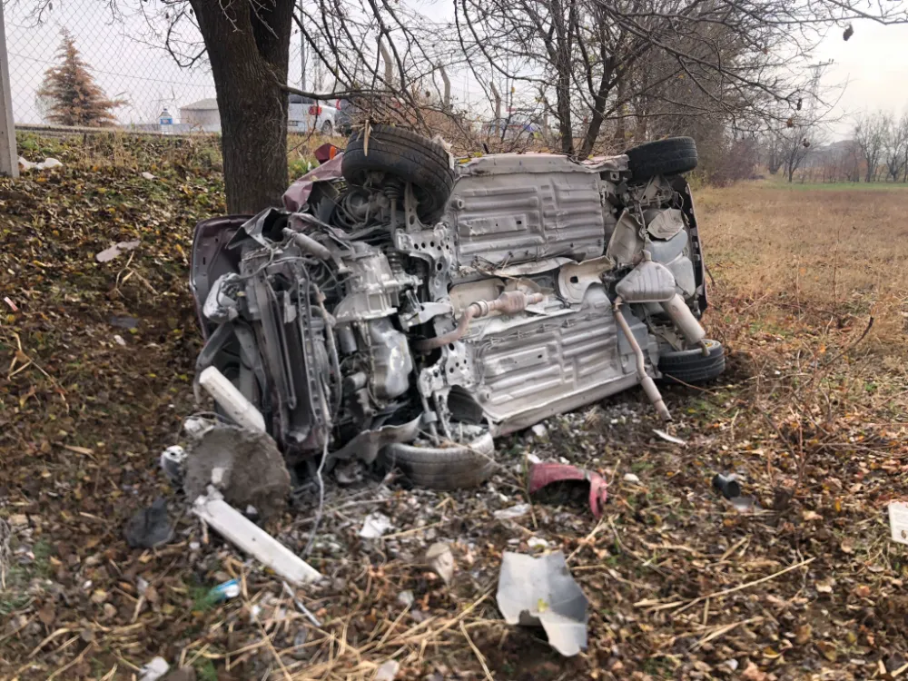 Elazığ’da şarampole uçan otomobil ağaca çarptı: 1 yaralı