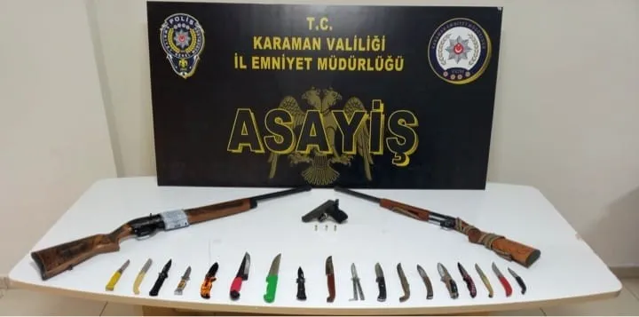Karaman’da asayiş uygulamalarında silah ve uyuşturucu ele geçirildi: 5 kişi tutuklandı