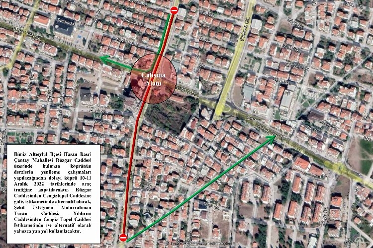 Balıkesir Rüzgar Caddesi’nde geçici düzenleme